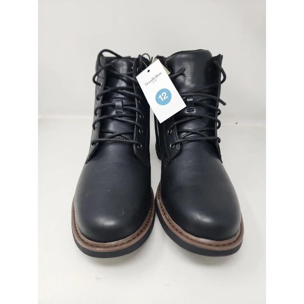 Goodfellow & Co Mens Black Lace Up Combat Boots Size 12 Rugged‎ Lug Sole New